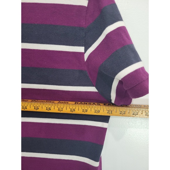Lacoste Regular Fit Striped Polo Shirt Men's XL Purple Navy White Cotton - Picture 6 of 7